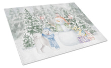 Load image into Gallery viewer, Samoyed Standing with Christmas Presents Glass Cutting Boards – Durable, Decorative Kitchen Art Large