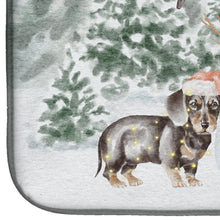 Load image into Gallery viewer, Dachshund Black and Tan Standing with Christmas Presents Dish Drying Mat – Absorbent, Artistic Kitchen Essentials