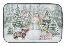 Load image into Gallery viewer, Dachshund Black and Tan Standing with Christmas Presents Dish Drying Mat – Absorbent, Artistic Kitchen Essentials