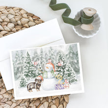 Load image into Gallery viewer, Dachshund Black and Tan Standing with Christmas Presents Greeting Cards -  Blank Note Cards – 8-Pack of Artist-Designed Cards with Envelopes