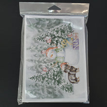 Load image into Gallery viewer, Dachshund Black and Tan Standing with Christmas Presents Greeting Cards -  Blank Note Cards – 8-Pack of Artist-Designed Cards with Envelopes