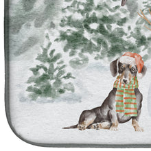 Load image into Gallery viewer, Dachshund Black and Tan Sitting with Christmas Presents Dish Drying Mat – Absorbent, Artistic Kitchen Essentials