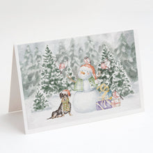 Load image into Gallery viewer, Dachshund Black and Tan Sitting with Christmas Presents Greeting Cards -  Blank Note Cards – 8-Pack of Artist-Designed Cards with Envelopes