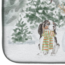 Load image into Gallery viewer, Cavalier King Charles Spaniel Tricolor with Christmas Presents Dish Drying Mat – Absorbent, Artistic Kitchen Essentials