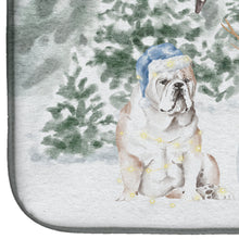 Load image into Gallery viewer, Bulldog Fawn with Christmas Presents Dish Drying Mat – Absorbent, Artistic Kitchen Essentials