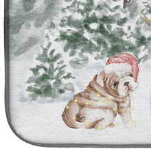 Load image into Gallery viewer, Bulldog Puppy Fawn and White with Christmas Presents Dish Drying Mat – Absorbent, Artistic Kitchen Essentials