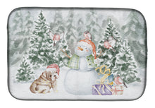 Load image into Gallery viewer, Bulldog Puppy Fawn and White with Christmas Presents Dish Drying Mat – Absorbent, Artistic Kitchen Essentials