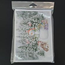 Load image into Gallery viewer, Bulldog Puppy Fawn and White with Christmas Presents Greeting Cards -  Blank Note Cards – 8-Pack of Artist-Designed Cards with Envelopes