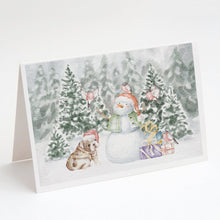 Load image into Gallery viewer, Bulldog Puppy Fawn and White with Christmas Presents Greeting Cards -  Blank Note Cards – 8-Pack of Artist-Designed Cards with Envelopes