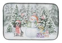 Load image into Gallery viewer, Cocker Spaniel Black and White with Christmas Presents Dish Drying Mat – Absorbent, Artistic Kitchen Essentials