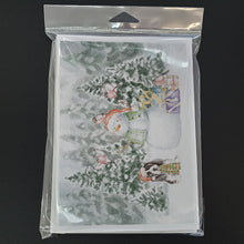 Load image into Gallery viewer, Basset Hound Puppy Tricolor with Christmas Presents Greeting Cards -  Blank Note Cards – 8-Pack of Artist-Designed Cards with Envelopes