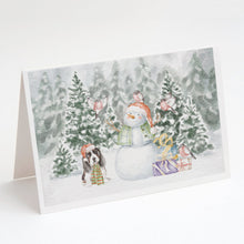 Load image into Gallery viewer, Basset Hound Puppy Tricolor with Christmas Presents Greeting Cards -  Blank Note Cards – 8-Pack of Artist-Designed Cards with Envelopes