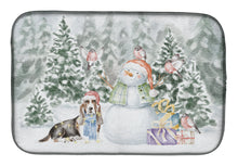 Load image into Gallery viewer, Basset Hound Tricolor with Christmas Presents Dish Drying Mat – Absorbent, Artistic Kitchen Essentials