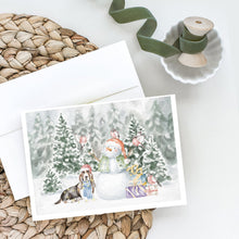 Load image into Gallery viewer, Basset Hound Tricolor with Christmas Presents Greeting Cards -  Blank Note Cards – 8-Pack of Artist-Designed Cards with Envelopes