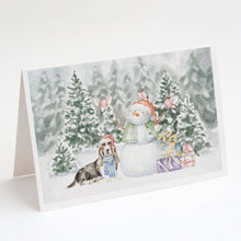 Load image into Gallery viewer, Basset Hound Tricolor with Christmas Presents Greeting Cards -  Blank Note Cards – 8-Pack of Artist-Designed Cards with Envelopes