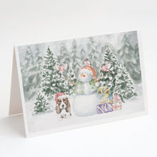 Load image into Gallery viewer, Basset Hound Puppy Brown and White with Christmas Presents Greeting Cards -  Blank Note Cards – 8-Pack of Artist-Designed Cards with Envelopes