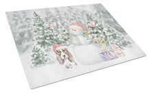 Load image into Gallery viewer, Basset Hound Puppy Brown and White with Christmas Presents Glass Cutting Boards – Durable, Decorative Kitchen Art Large