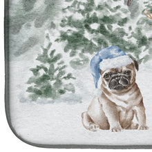 Load image into Gallery viewer, Pug Fawn Sitting with Christmas Presents Dish Drying Mat – Absorbent, Artistic Kitchen Essentials