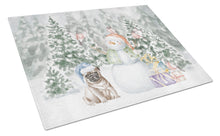 Load image into Gallery viewer, Pug Fawn Sitting with Christmas Presents Glass Cutting Boards – Durable, Decorative Kitchen Art Large