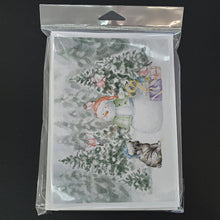 Load image into Gallery viewer, Pug Puppy Black with Christmas Presents Greeting Cards -  Blank Note Cards – 8-Pack of Artist-Designed Cards with Envelopes