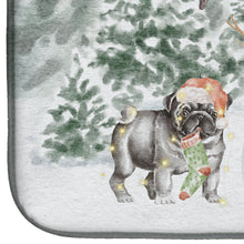 Load image into Gallery viewer, Pug Black Standing with Christmas Presents Dish Drying Mat – Absorbent, Artistic Kitchen Essentials