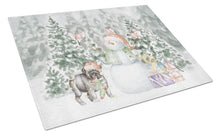 Load image into Gallery viewer, Pug Black Standing with Christmas Presents Glass Cutting Boards – Durable, Decorative Kitchen Art Large