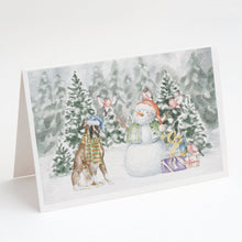 Load image into Gallery viewer, Boxer Fawn with Christmas Presents Greeting Cards -  Blank Note Cards – 8-Pack of Artist-Designed Cards with Envelopes