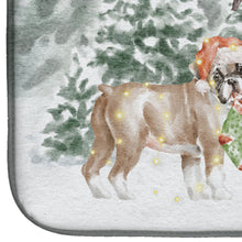 Load image into Gallery viewer, Boxer Fawn Puppy Standing with Christmas Presents Dish Drying Mat – Absorbent, Artistic Kitchen Essentials