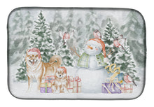 Load image into Gallery viewer, Shiba Inu Adult and Puppy with Christmas Presents Dish Drying Mat – Absorbent, Artistic Kitchen Essentials