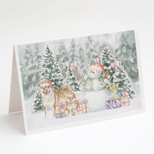 Load image into Gallery viewer, Shiba Inu Adult and Puppy with Christmas Presents Greeting Cards -  Blank Note Cards – 8-Pack of Artist-Designed Cards with Envelopes