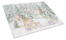 Load image into Gallery viewer, Shiba Inu Adult and Puppy with Christmas Presents Glass Cutting Boards – Durable, Decorative Kitchen Art Large