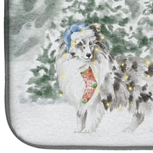 Load image into Gallery viewer, Sheltie/Shetland Sheepdog Blue Merle Standing with Christmas Presents Dish Drying Mat – Absorbent, Artistic Kitchen Essentials
