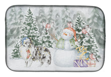 Load image into Gallery viewer, Sheltie/Shetland Sheepdog Blue Merle Standing with Christmas Presents Dish Drying Mat – Absorbent, Artistic Kitchen Essentials