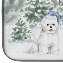 Load image into Gallery viewer, Bichon Frise with Christmas Presents Dish Drying Mat – Absorbent, Artistic Kitchen Essentials