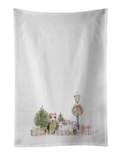 Load image into Gallery viewer, Bull Terrier Duo with Christmas Wonderland White Kitchen Towel Set of 2