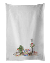 Load image into Gallery viewer, Bull Terrier Adult and Puppy with Christmas Wonderland White Kitchen Towel Set of 2