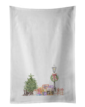 Load image into Gallery viewer, Bull Terrier Brindle with Christmas Wonderland White Kitchen Towel Set of 2
