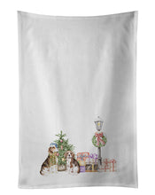 Load image into Gallery viewer, Beagle Adult and Puppy Tricolor with Christmas Wonderland White Kitchen Towel Set of 2