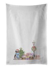 Load image into Gallery viewer, Australian Shepherd Blue Merle Smiling with Christmas Wonderland White Kitchen Towel Set of 2