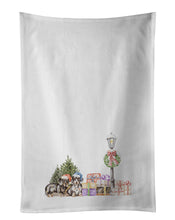Load image into Gallery viewer, Dachshund Duo with Christmas Wonderland White Kitchen Towel Set of 2