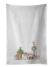 Load image into Gallery viewer, Bulldog Fawn with Christmas Wonderland White Kitchen Towel Set of 2