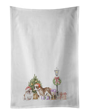 Load image into Gallery viewer, Bulldog Duo with Christmas Wonderland White Kitchen Towel Set of 2