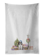 Load image into Gallery viewer, Cocker Spaniel Black and White with Christmas Wonderland White Kitchen Towel Set of 2