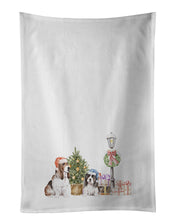 Load image into Gallery viewer, Basset Hound Tricolor Duo with Christmas Wonderland White Kitchen Towel Set of 2