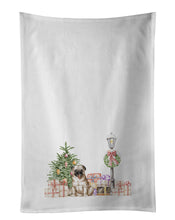 Load image into Gallery viewer, Pug Fawn with Christmas Wonderland White Kitchen Towel Set of 2