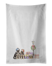 Load image into Gallery viewer, German Shepherd Puppy Duo with Christmas Wonderland White Kitchen Towel Set of 2