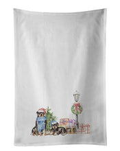 Load image into Gallery viewer, Rottweiler Duo with Christmas Wonderland White Kitchen Towel Set of 2