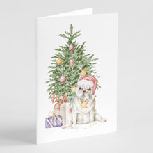 Load image into Gallery viewer, Christmas French Bulldog White Greeting Cards -  Blank Note Cards – 8-Pack of Artist-Designed Cards with Envelopes