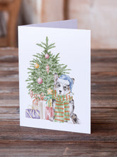 Load image into Gallery viewer, Christmas Cardigan Corgi Blue Merle Greeting Cards -  Blank Note Cards – 8-Pack of Artist-Designed Cards with Envelopes