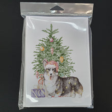 Load image into Gallery viewer, Christmas Pembroke Corgi Tricolor Greeting Cards -  Blank Note Cards – 8-Pack of Artist-Designed Cards with Envelopes